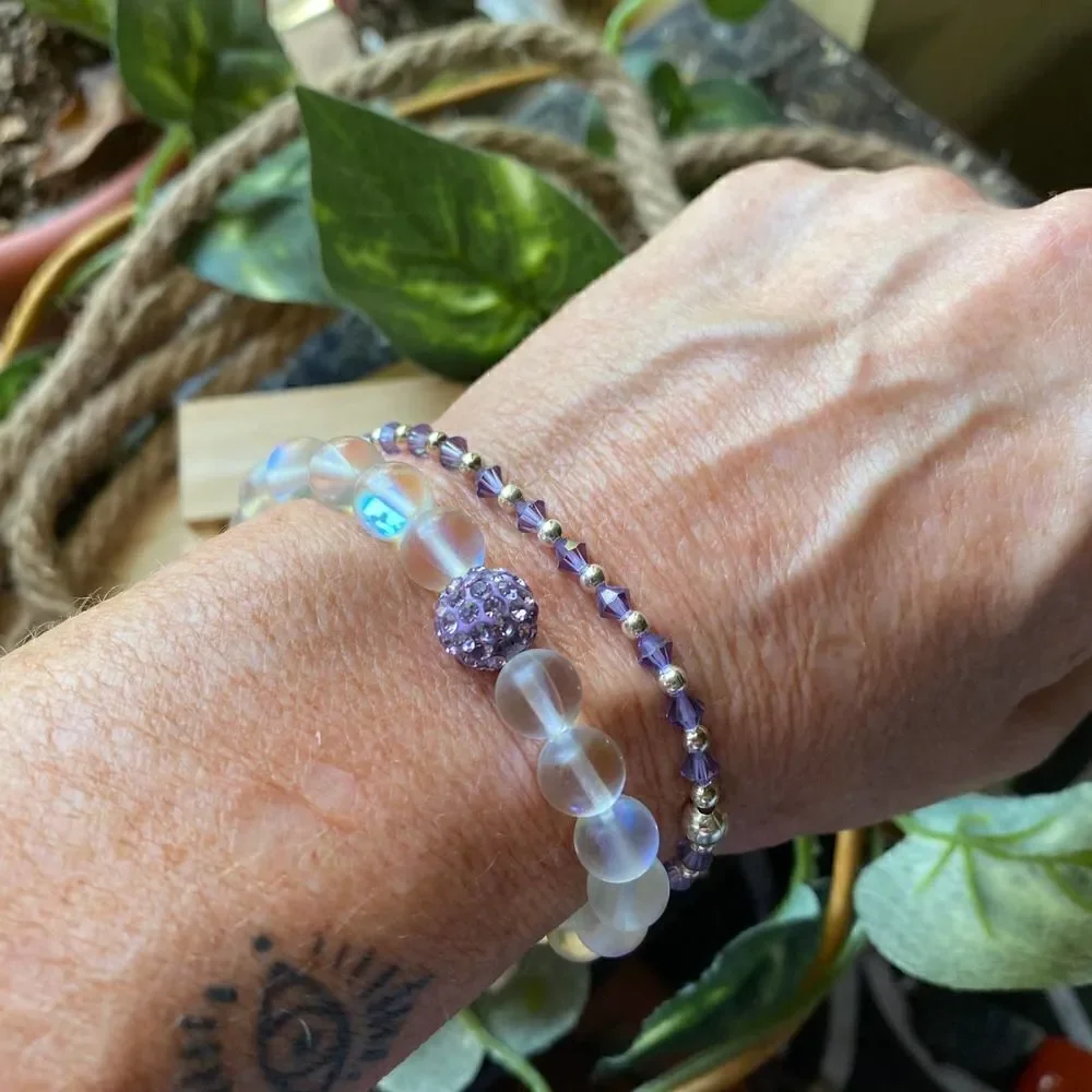 Mystic Aura Quarts & Sterling Crystal Bracelets
